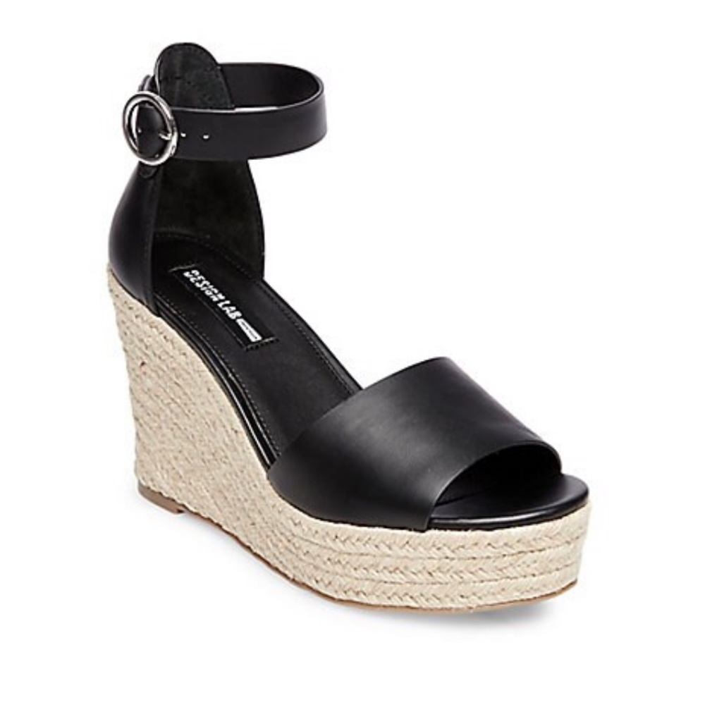 Black wedge sandals